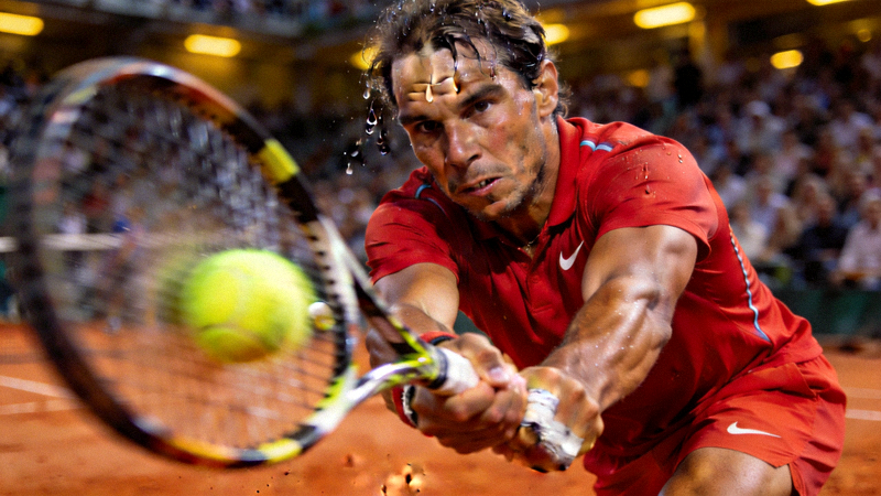 法国网球公开赛红土球场纳达尔比赛直播特写镜头