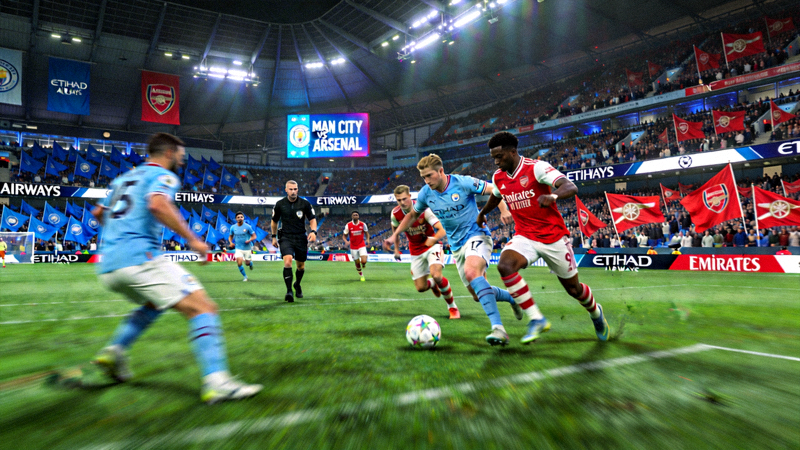英超联赛曼城对阵阿森纳的激烈比赛直播画面